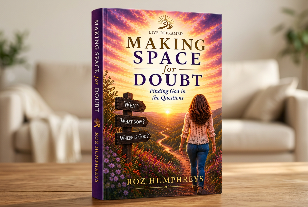 Making Space for Doubt by Roz Humphreys resting on a table in warm daylight